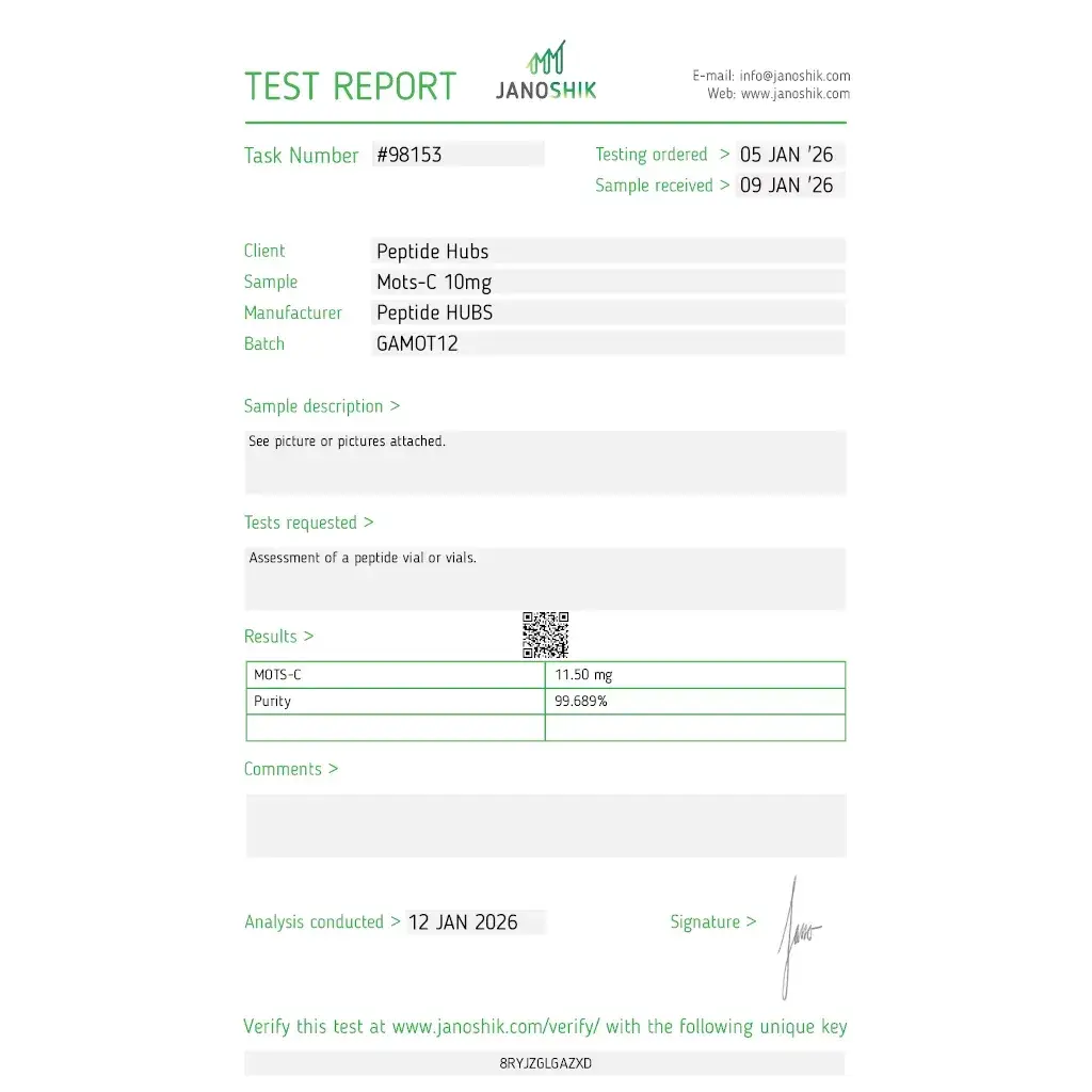 mots-c lab testing documentation