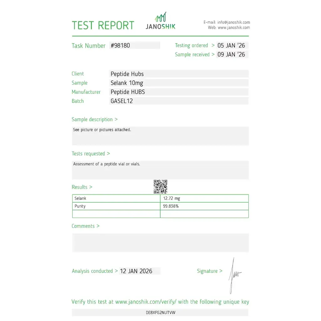 selank lab testing documentation