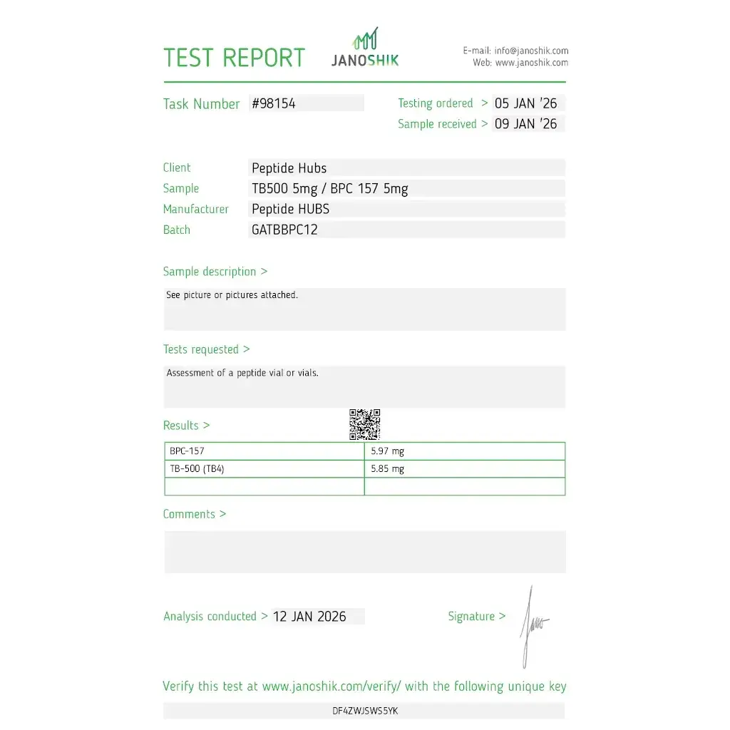 tb 500/bpc 157 lab testing documentation